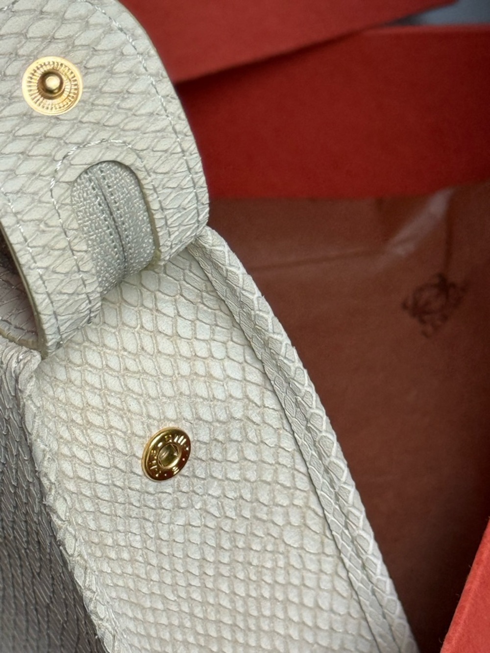Loewe Cream Textured Zip Pouch with Gold Hardware MINT - Picture 7 of 10
